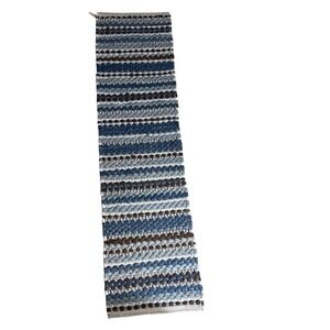 Park Designs Blue Brown White Striped Woven Table Runner  14 x 56